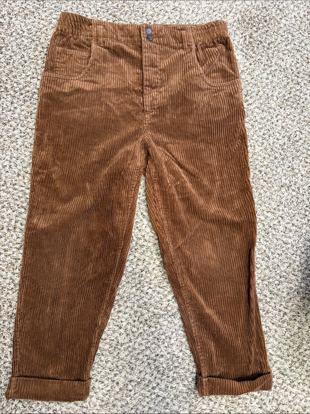 Zara Cropped Corduroy Ankle Pants in Brown